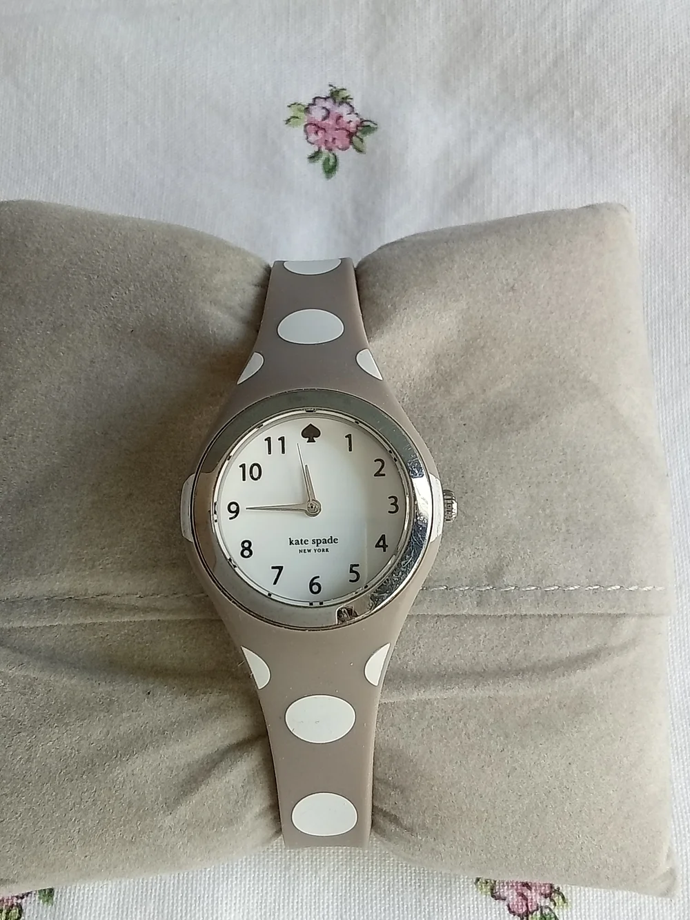 Kate Spade Taupe Polka Dot Silicone Watch with White‎ Dial